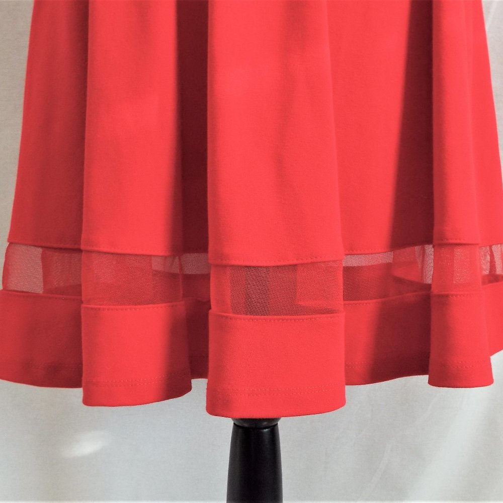 Lulu’s Sheer Factor Red Mesh Skater Dress Fit & Flare Half Sleeve Size Medium - Picture 5 of 9